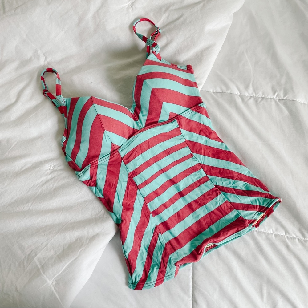 Padded Stripe Swim Tankini top